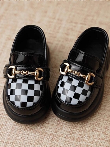 BJD Shoes Black White Plaid Thick Sole Shoes for MSD Size Ball-jointed Doll