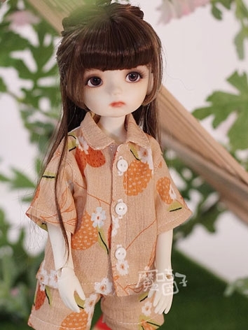 BJD Clothes Girl Strawberry Pajamas Top Shorts for YOSD/MSD Ball-jointed Doll