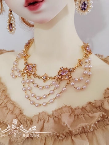 BJD Decoration Purple Zircon Earrings Necklace for SD MSD 70cm Size Ball-jointed doll