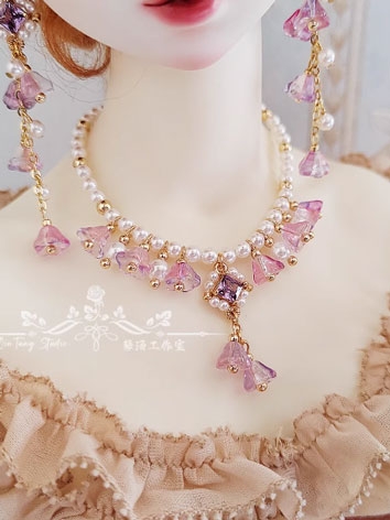 BJD Decoration Purple Lily of the Valley Earrings Necklace for SD MSD 70cm Size Ball-jointed doll