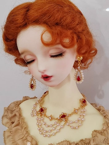 BJD Decoration Red Zircon Earrings Necklace for SD MSD 70cm Size Ball-jointed doll