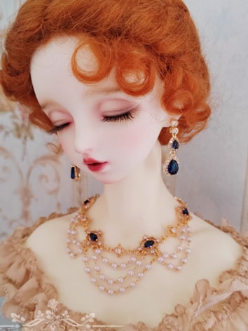 BJD Decoration Tassels Blue Diamond Earrings Necklace for SD MSD 70cm Size Ball-jointed doll