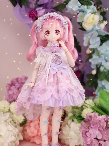 BJD Clothes Purple Flower Whisper Dress Suit for MSD Size Ball Jointed Doll