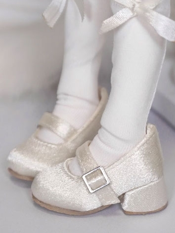 BJD Doll Round Toe Silk High Heel Shoes for YOSD Size Ball Jointed Doll