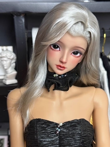 BJD Wig Long Side Part Milk Hair for SD Size Ball Jointed Doll