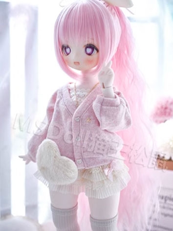 BJD Doll Wig Pink Long Curly Hair for MSD Size Ball Jointed Doll