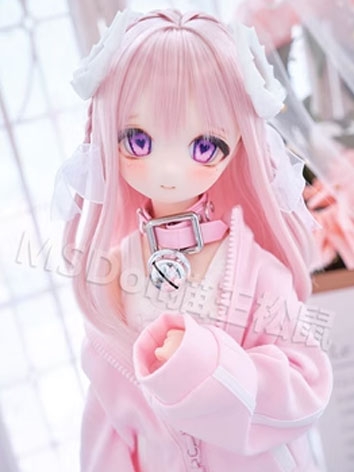 BJD Doll Wig Doule Braid Pink Hair for SD MSD Size Ball Jointed Doll