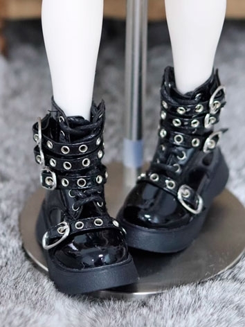 BJD Doll Shoes Round Toe Rivet Thick Sole Shoes for MSD Size Ball Jointed Doll