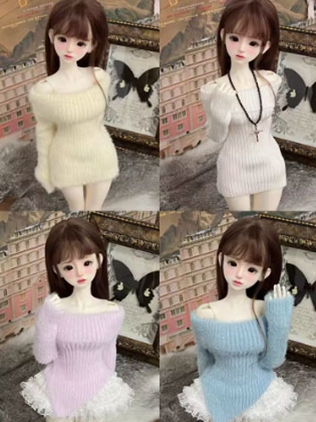 BJD Clothes Knit Off-shoulder Sweater Dress for MSD Ball-jointed Doll