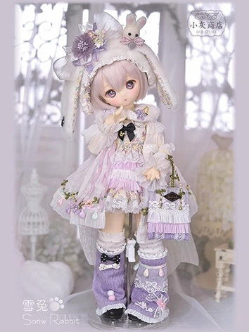 BJD Clothes Snow Rabbit Dress Set for MSD Ball-jointed Doll