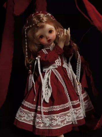 BJD Clothes《Red》Retro Red Dress Suits for YOSD OB24 MSD SD Size Ball-jointed Doll