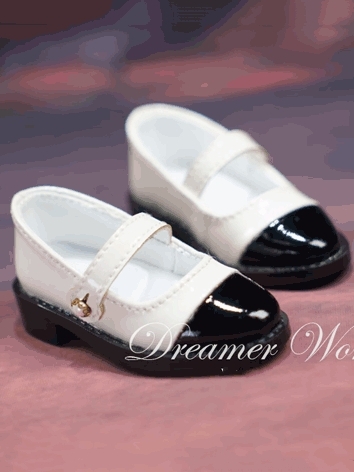 BJD Shoes Black and White Leather Shoes MSD YOSD Ball-jointed Doll