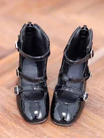 BJD Doll Shoes Round Toe Patent Leather Thick Heel Shoes for SD Size Ball Jointed Doll