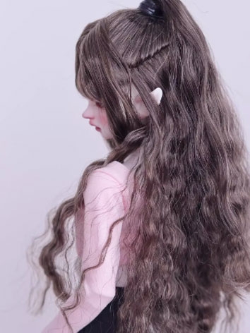 BJD Wig Soft Long High Ponytail Curly Hair for SD MSD Size Girl Ball-jointed Doll