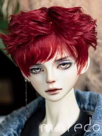 BJD Wig Wine Short Curly Hair for SD MSD YOSD Size Ball-jointed Doll