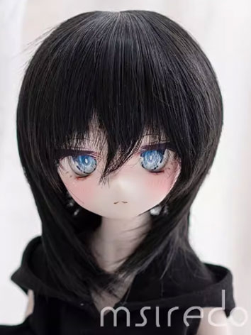 BJD Wig Black Wolf Tail  Wig Hair for SD MSD Size Ball-jointed Doll
