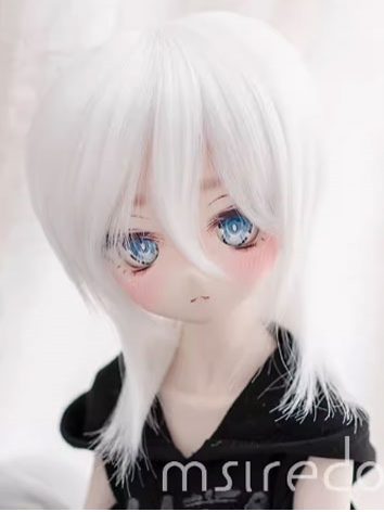 BJD Wig White Wolf Tail  Wig Hair for SD MSD Size Ball-jointed Doll