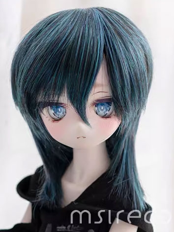 BJD Wig Peacock Green Wolf Tail  Wig Hair for SD MSD Size Ball-jointed Doll