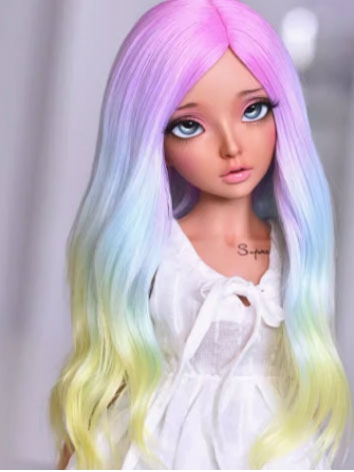 BJD Wig Female High Temperature  Long Rainbow Color Wig for SD MSD YOSD Size Ball-jointed Doll
