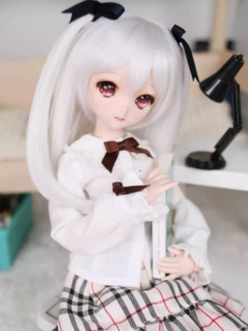 BJD Wig Female White Soft Long Wig for SD MSD YOSD Size Ball-jointed Doll