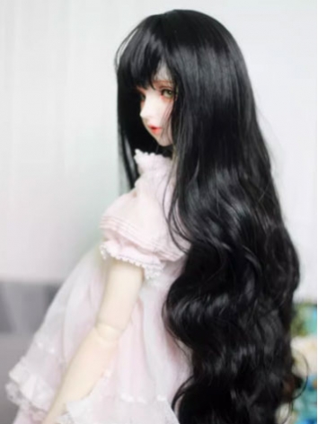 BJD Wig Female Black Long Curly Wig for SD MSD YOSD Size Ball-jointed Doll
