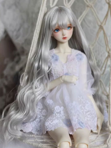 BJD Wig Female Silver Gray Long Curly Wig for SD MSD YOSD Size Ball-jointed Doll