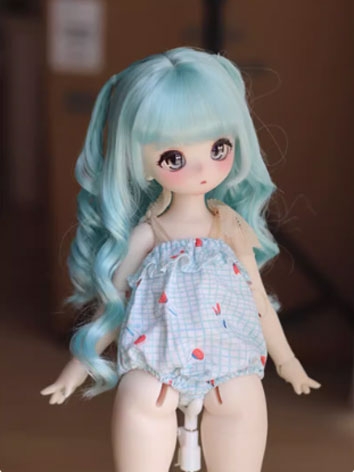 BJD Wig Blue Green High Temperature Long Curly Hair for SD MSD YOSD Size Ball Jointed Doll