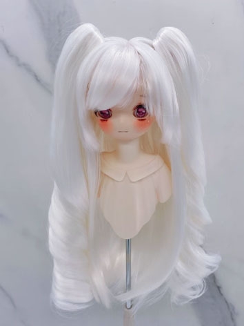 BJD Wig Female White Clip Long Wig for SD MSD YOSD Size Ball-jointed Doll
