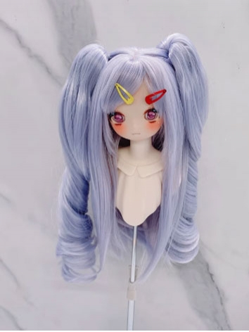 BJD Wig Female Haze Blue Clip Long Wig for SD MSD YOSD Size Ball-jointed Doll