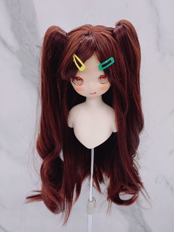BJD Wig Female Chestnut Color Clip Long Wig for SD MSD YOSD Size Ball-jointed Doll