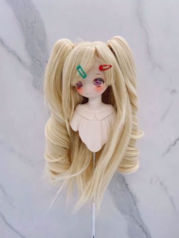 BJD Wig Female Light Gold Color Clip Long Wig for SD Size Ball-jointed Doll