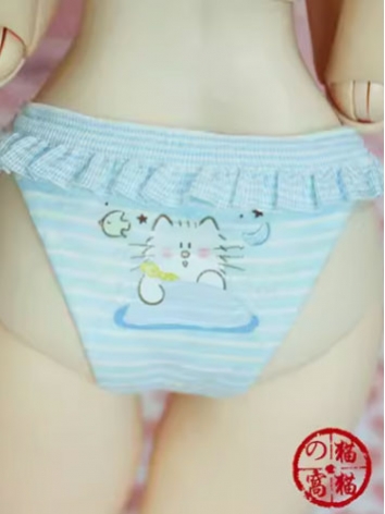 BJD Clothes Girl Blue Stripe Kitty Underpants for MSD/SD Ball-jointed Doll