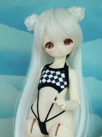 BJD Clothes Girl Black and White Plaid Lace-up Swimsuit for 1/5/MSD/SD Ball-jointed Doll