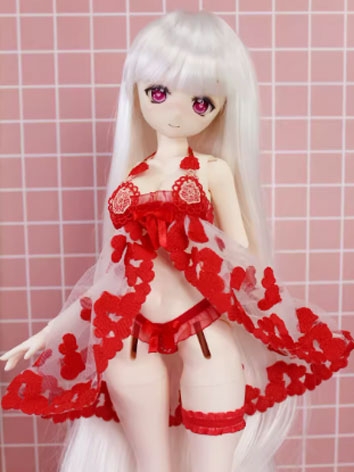 BJD Clothes Girl Red Lace Pajamas for MSD/SD Ball-jointed Doll