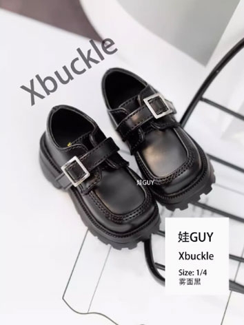BJD Shoes Black Thick Sole Xbuckle Shoes for 1/5  MSD Size Ball-jointed Doll