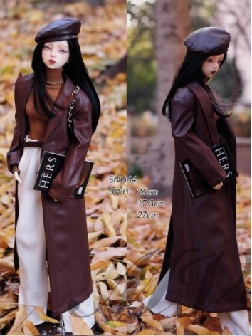 BJD Clothes Female Windcoat Leather Coat Top Clothes for SD Size Ball-jointed Doll