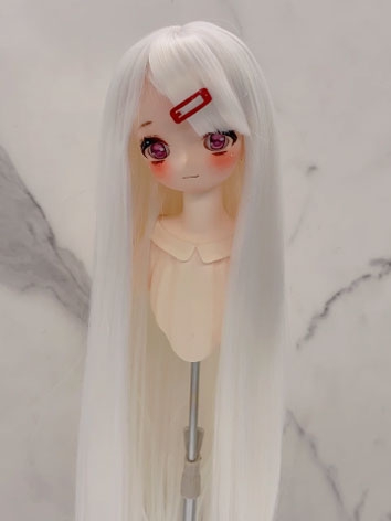 BJD Wig Female Moon White Soft Straight Bang Long Straight Wig for SD MSD YOSD Size Ball-jointed Doll