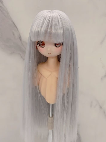 BJD Wig Female Silver Gray Soft Straight Bang Long Straight Wig for SD MSD YOSD Size Ball-jointed Doll