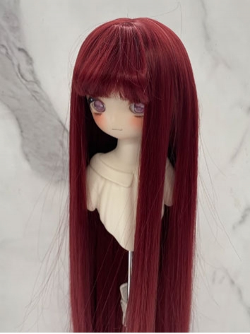 BJD Wig Female Wine Soft Straight Bang Long Straight Wig for SD MSD YOSD Size Ball-jointed Doll