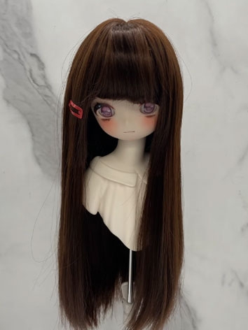 BJD Wig Female Dark Brown Soft Straight Bang Long Straight Wig for SD MSD YOSD Size Ball-jointed Doll