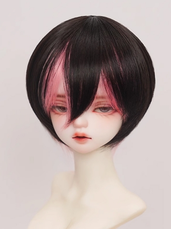 BJD Wig Black Pink Soft Hai...