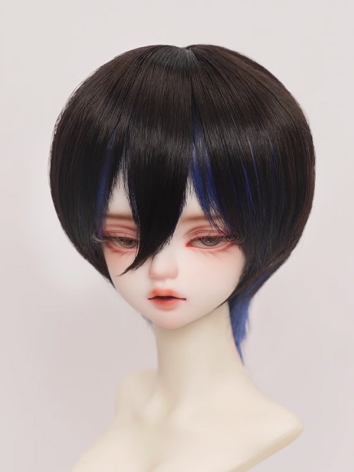 BJD Wig Black Dark Blue Sof...