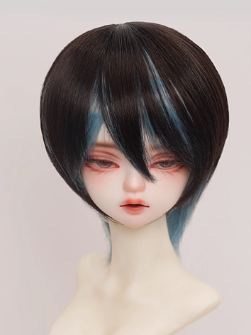 BJD Wig Black Gray Blue Sof...