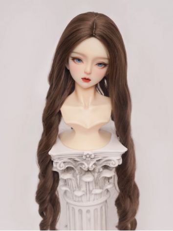 BJD Wig Dark Brown Long Cur...