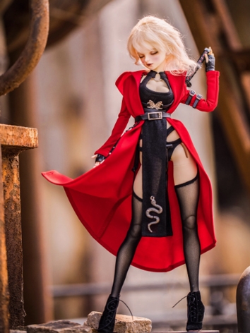 BJD Clothes Girl 【Zhen E】Red Coat Dress Suit for MSD Size Ball-jointed Doll