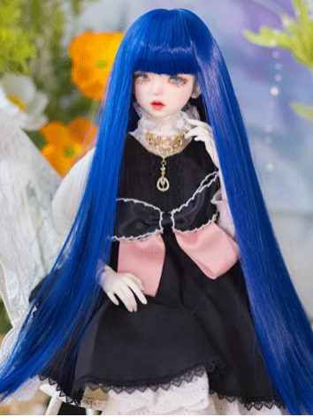 BJD Wig Female Blue Straigh...