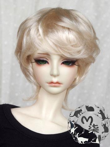 BJD Wig Light Gold Short Curly Wig for 70cm/SD/MSD/YSD Size Ball-jointed Doll