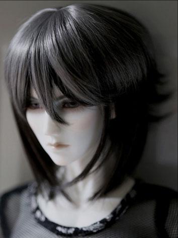 BJD Wig Black&Gray Short Wig for SD/MSD Size Ball-jointed Doll