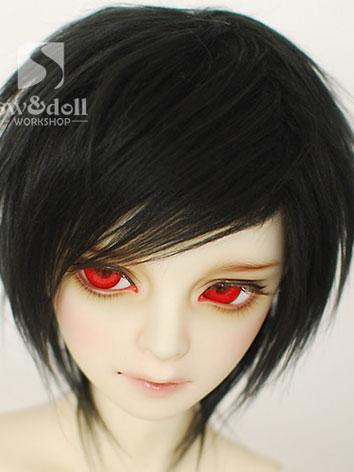 BJD Wig Black Hair Wool Wig for SD/MSD/YO-SD Size Ball Jointed Doll