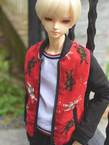 BJD Clothes Blue/Red Rabbit Printed Baseball A169 for MSD/SD/70cm Size Ball-jointed Doll